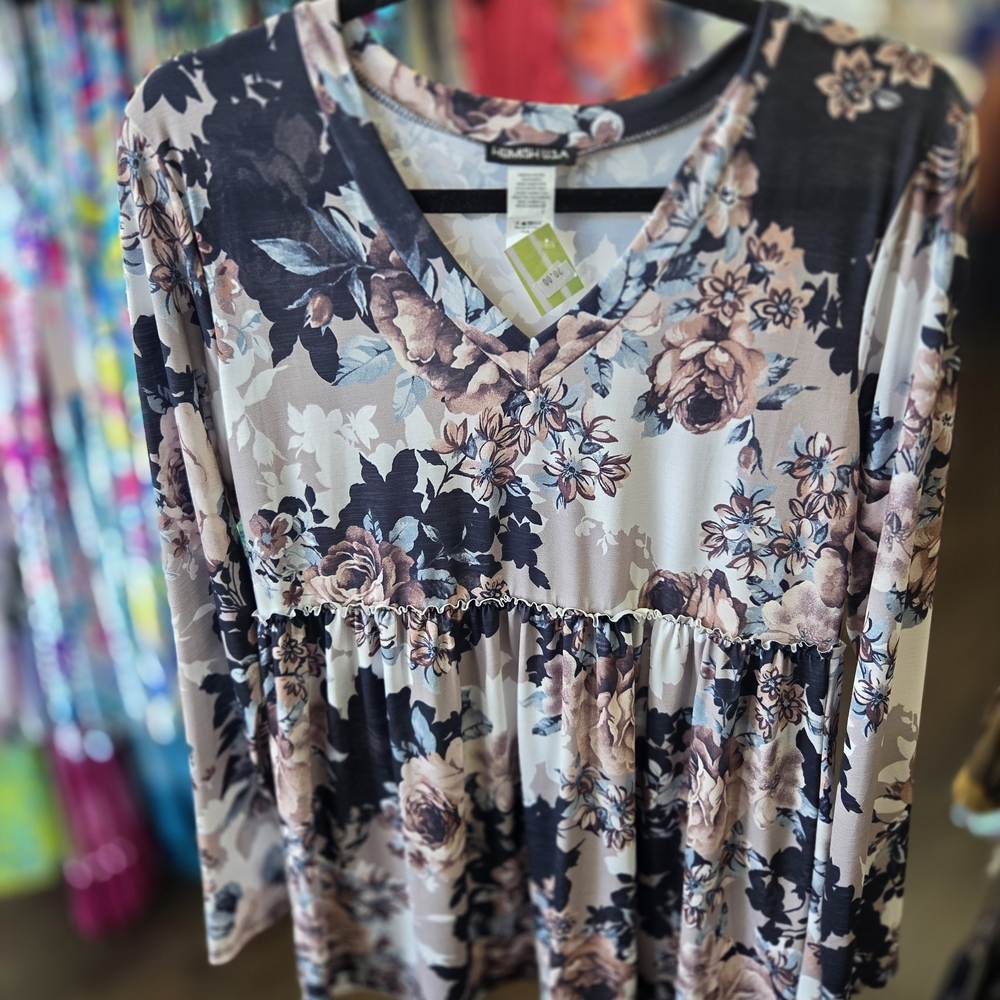 HEIMISH USA Floral Long Sleeve Top - Black, Cream, Pink
